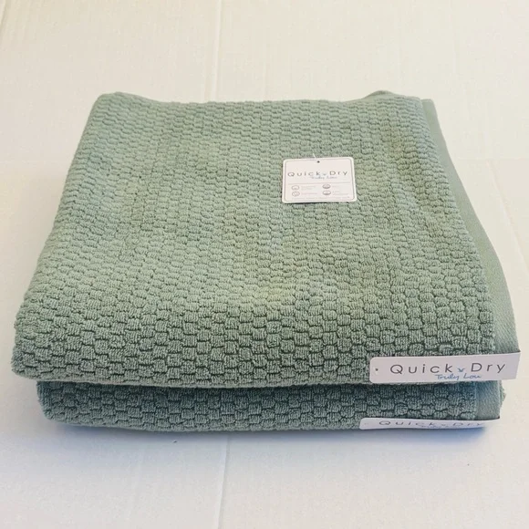 4pc TRULY LOU Quick Dry Zero Twist Cotton Bath Towel Set - Oil Green - Picture 2 of 7